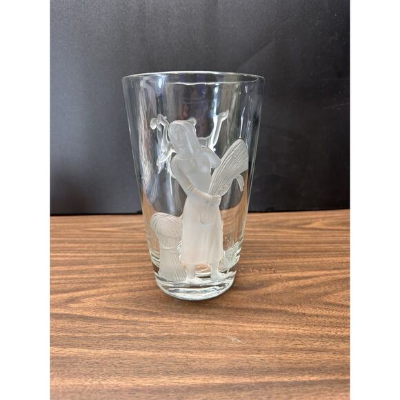 Vintage Verlys Crystal Glass Vase Raised Seasons SPRING Signed Carl Schmitz 1940 - Picture 3 of 13